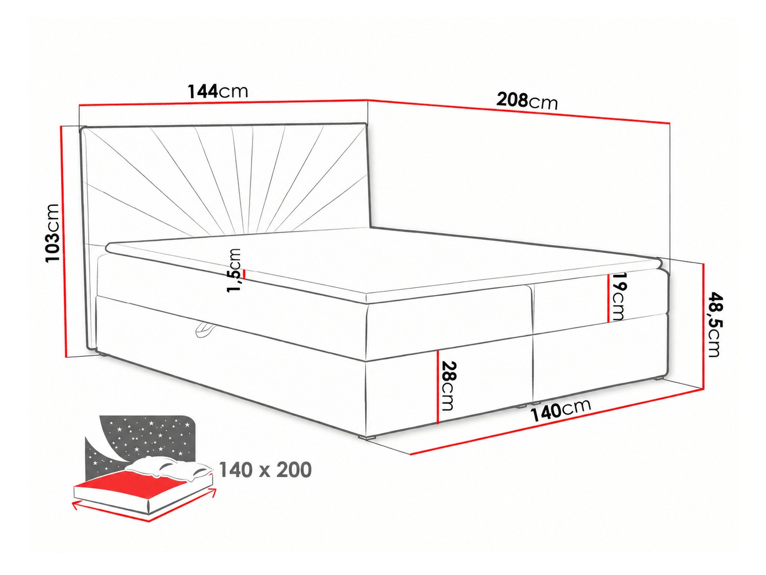 Lit boxspring Pons I (Kronos 34)