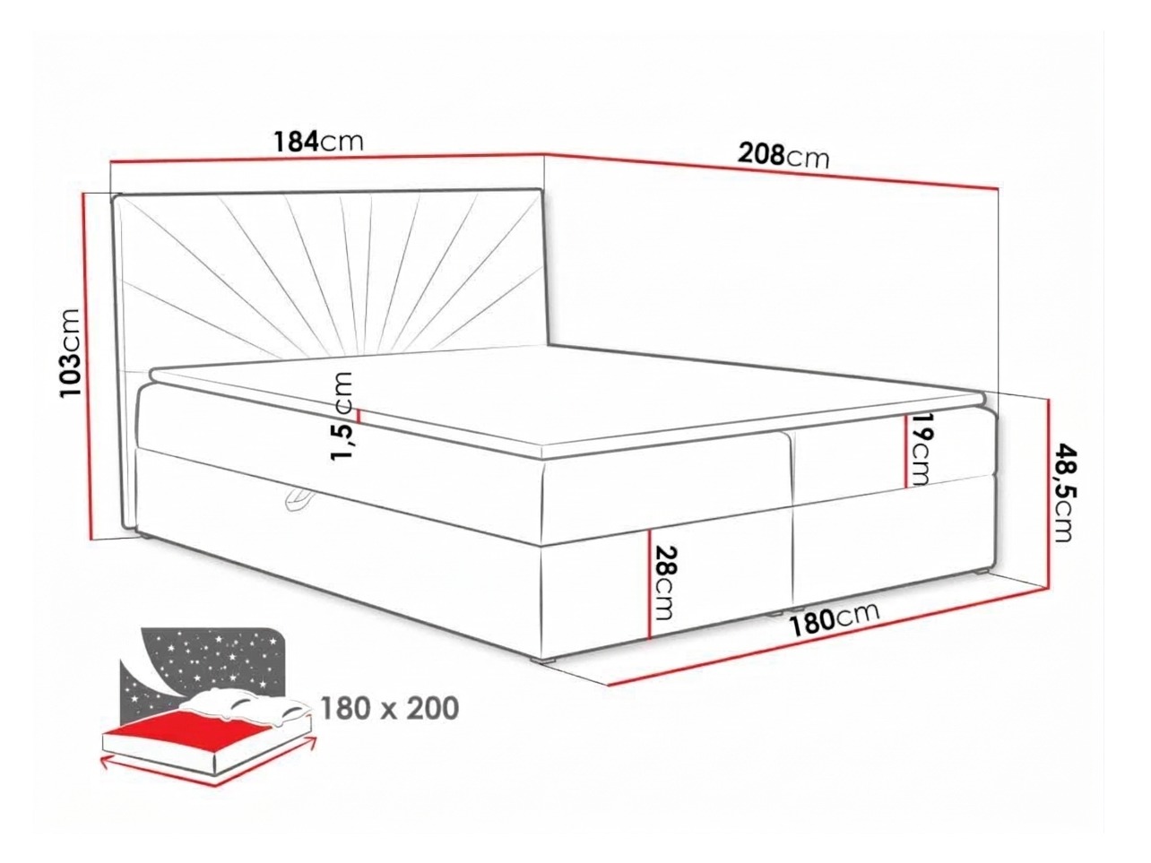Lit boxspring Pons I (Kronos 34)