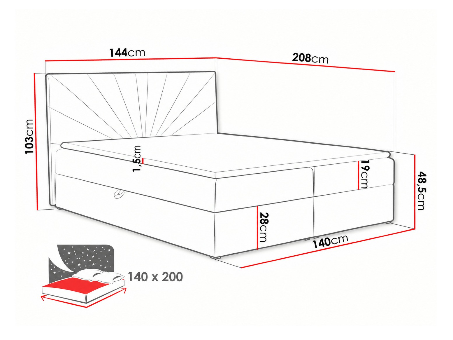 Lit boxspring Pons I (Paros 2)