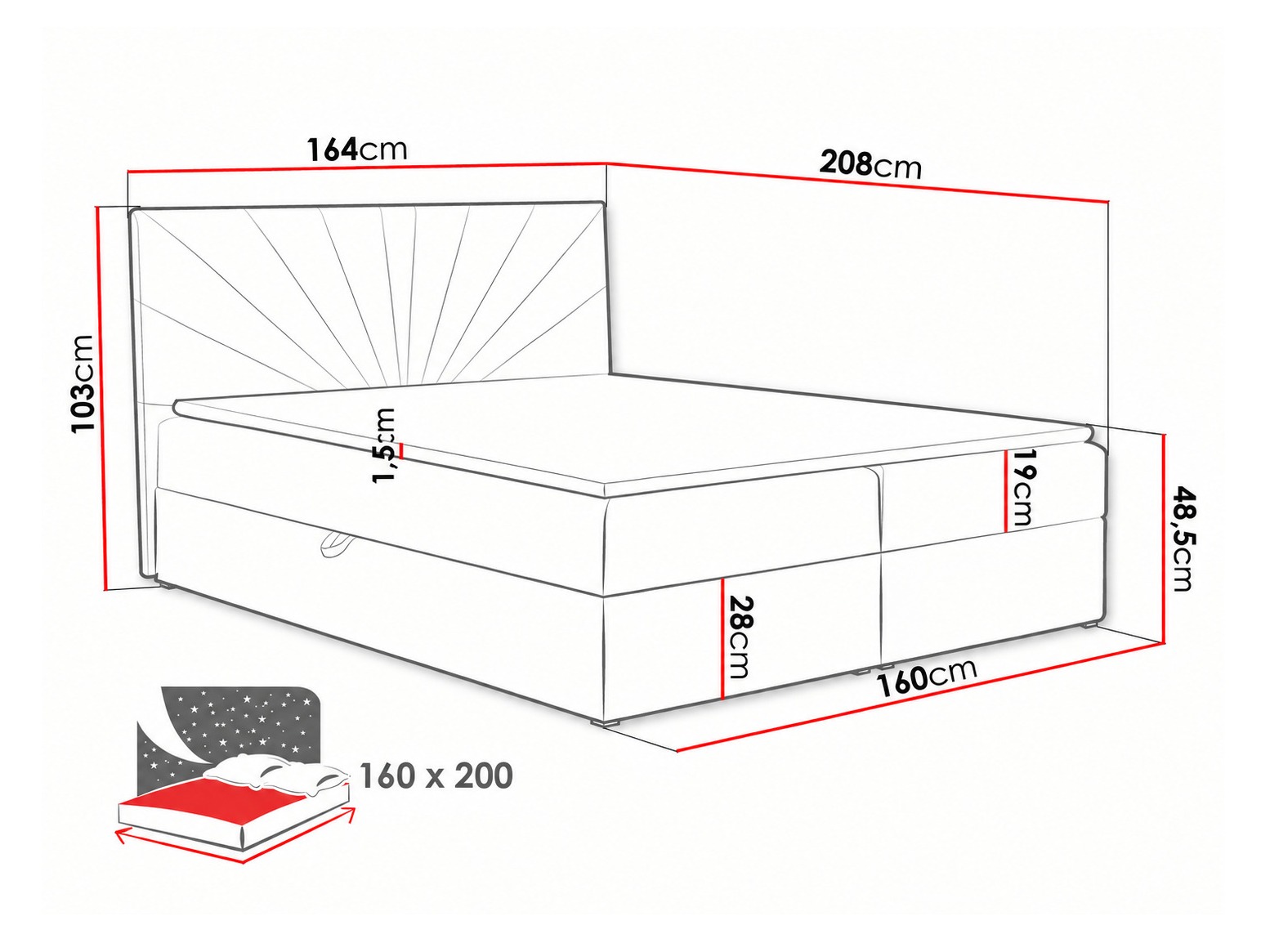 Lit boxspring Pons I (Paros 2)