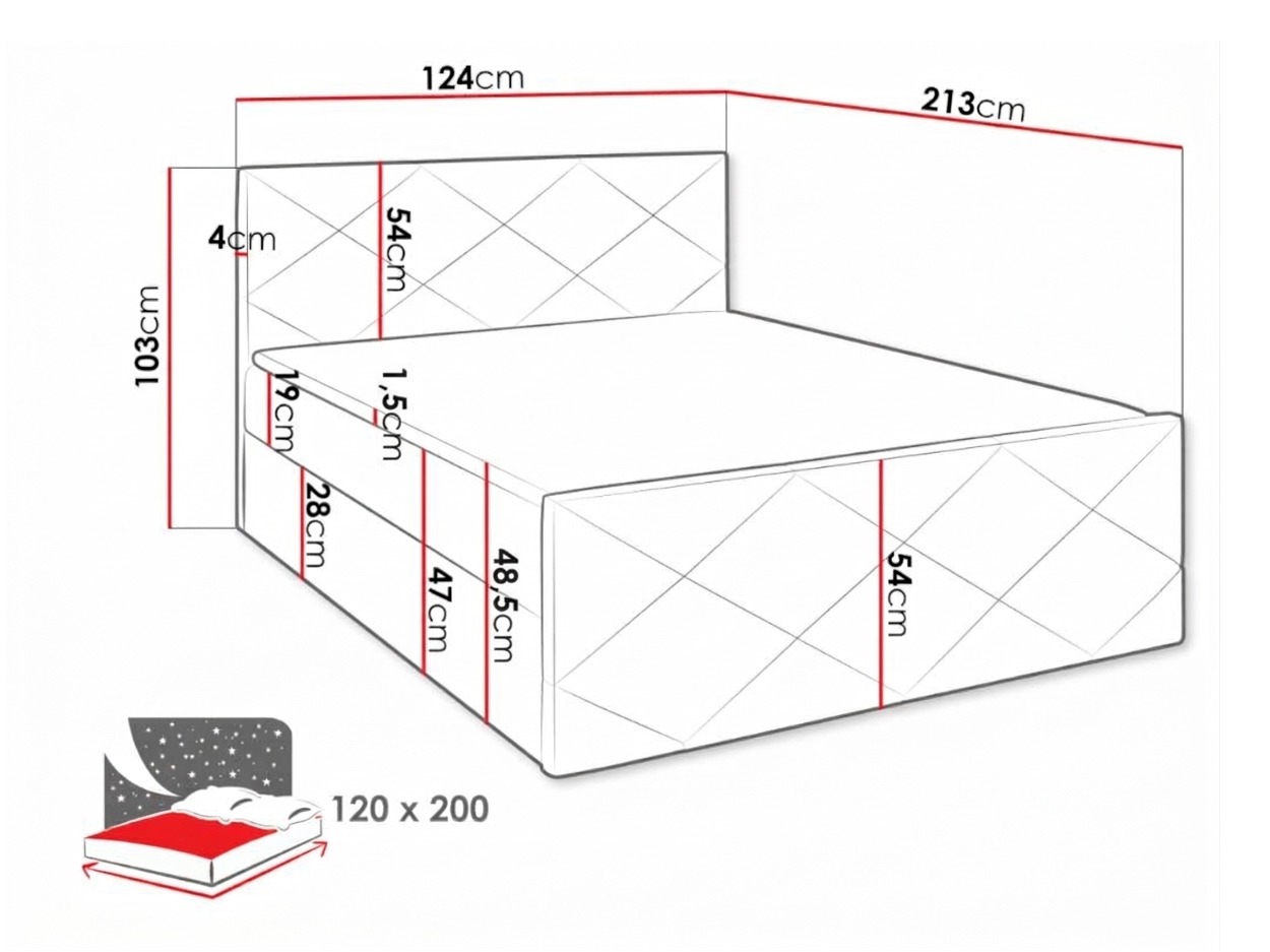 Lit boxspring Mons (Kameleon 61)