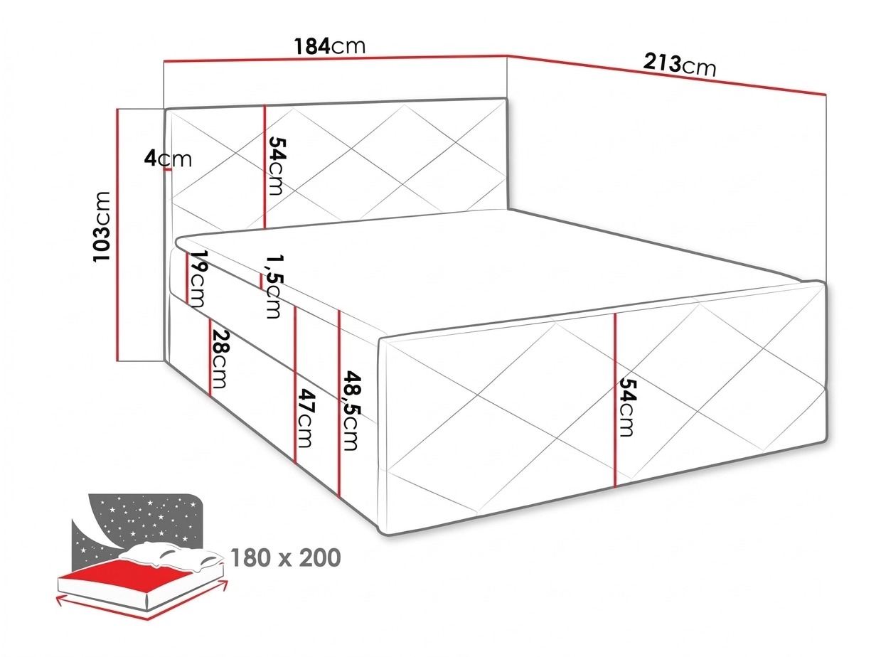 Lit boxspring Mons (Kameleon 61)