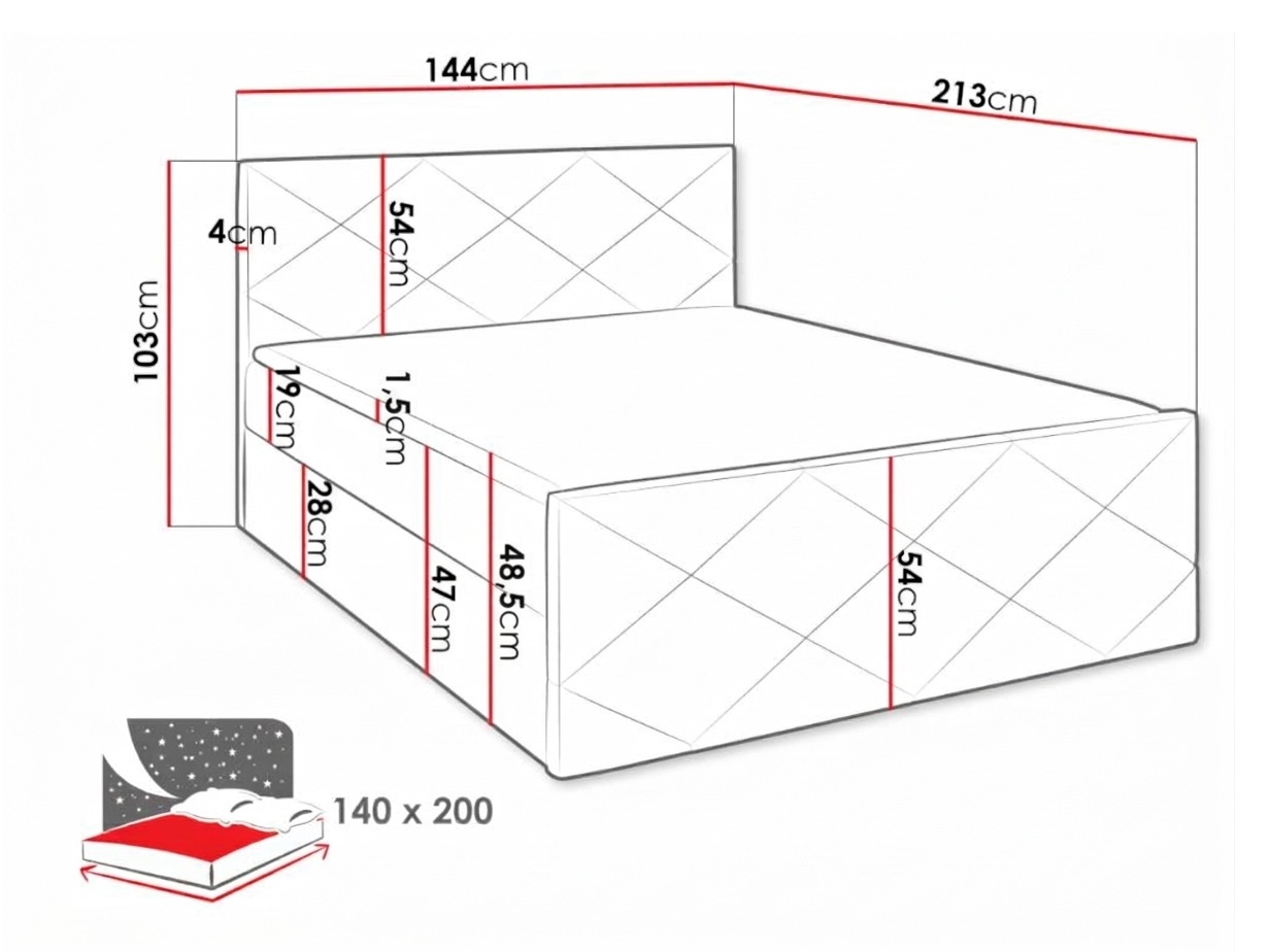 Lit boxspring Mons (Kameleon 72)