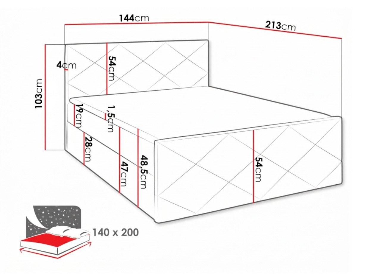 Lit boxspring Mons (Soft 017)