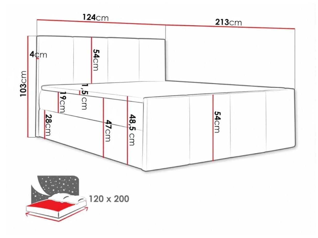 Lit boxspring Ventus (Kameleon 37)