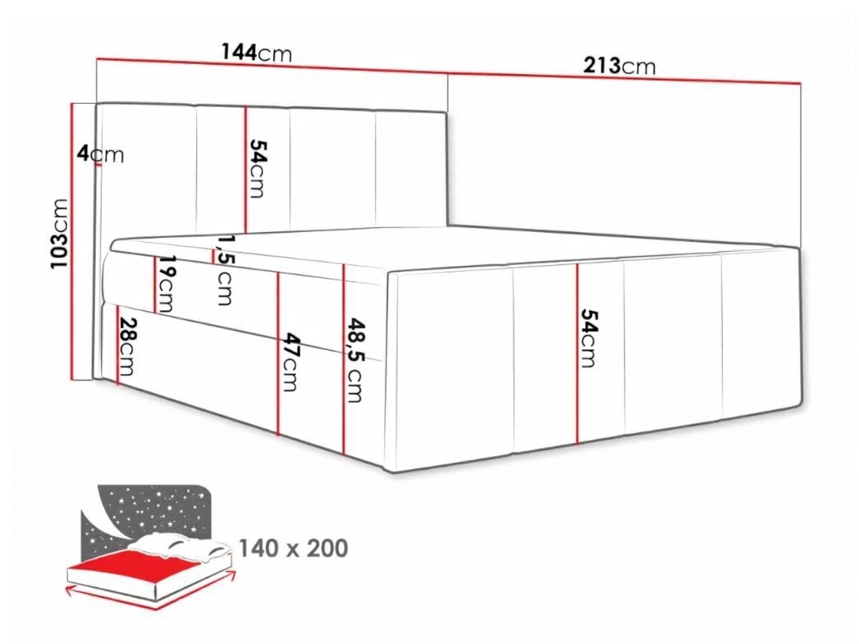 Lit boxspring Ventus (Kameleon 48)