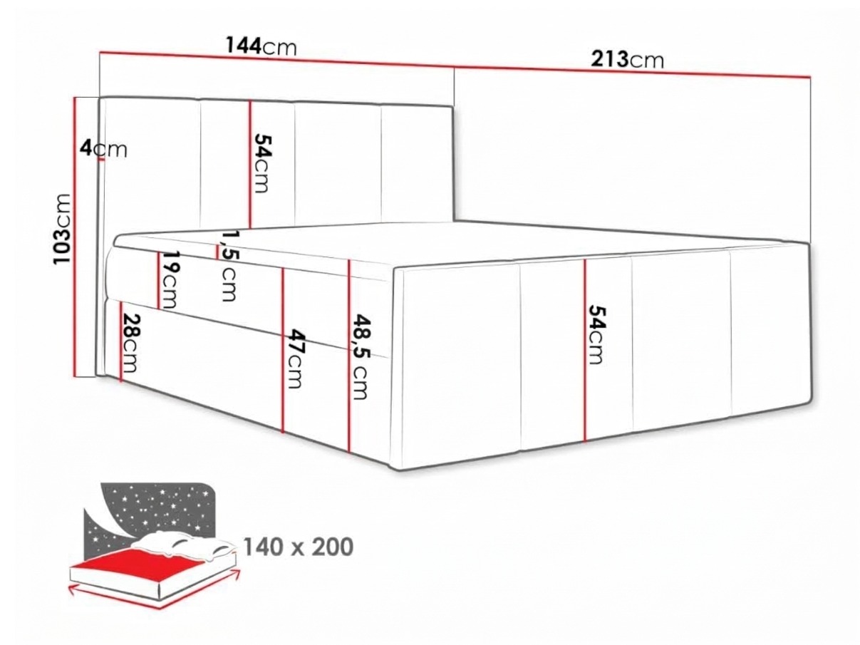 Lit boxspring Ventus (Kameleon 72)