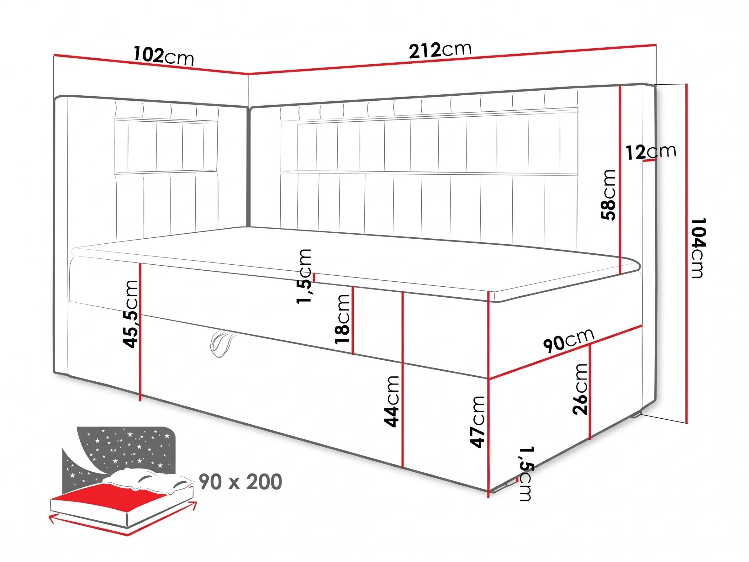 Lit boxspring Lucus VIII (Soft 017 + Fresh 9)