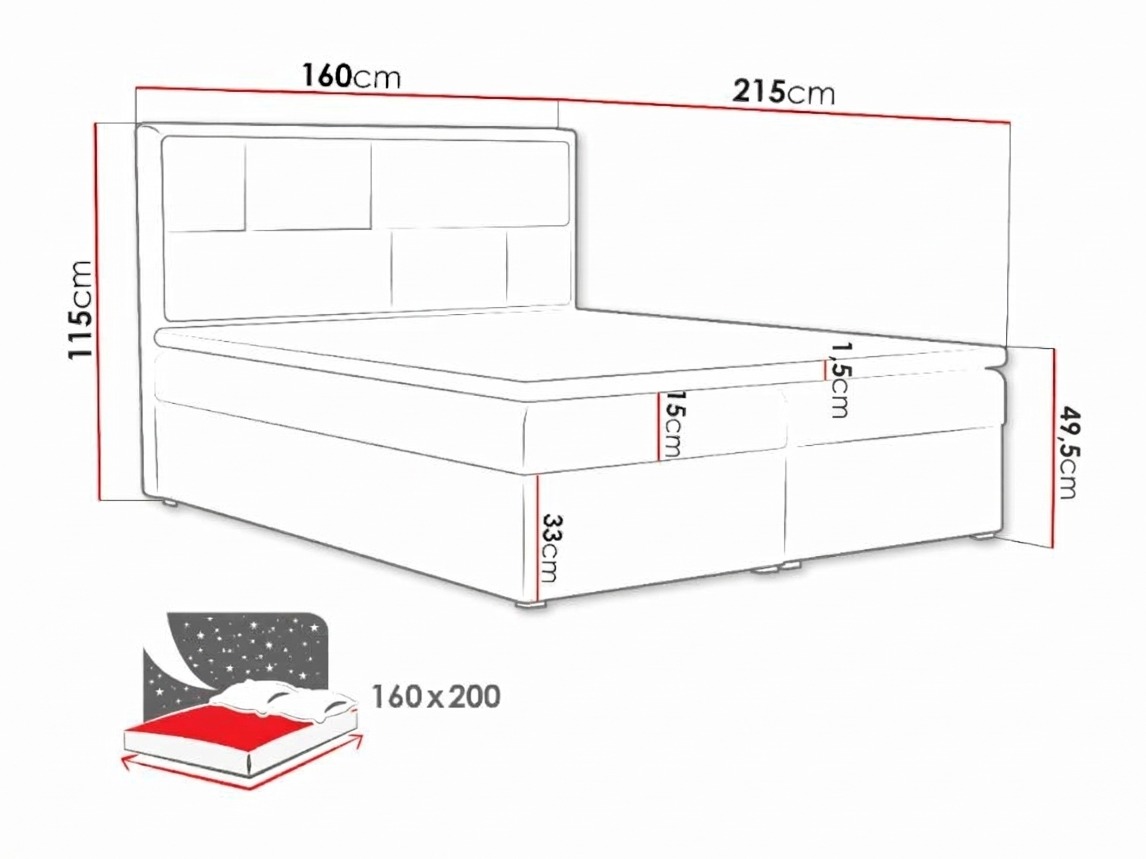 Lit boxspring Pomona 115 (Victoria 14 865)
