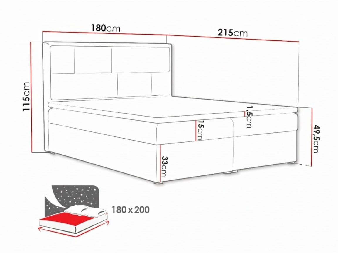 Lit boxspring Pomona 115 (Victoria 14 867)