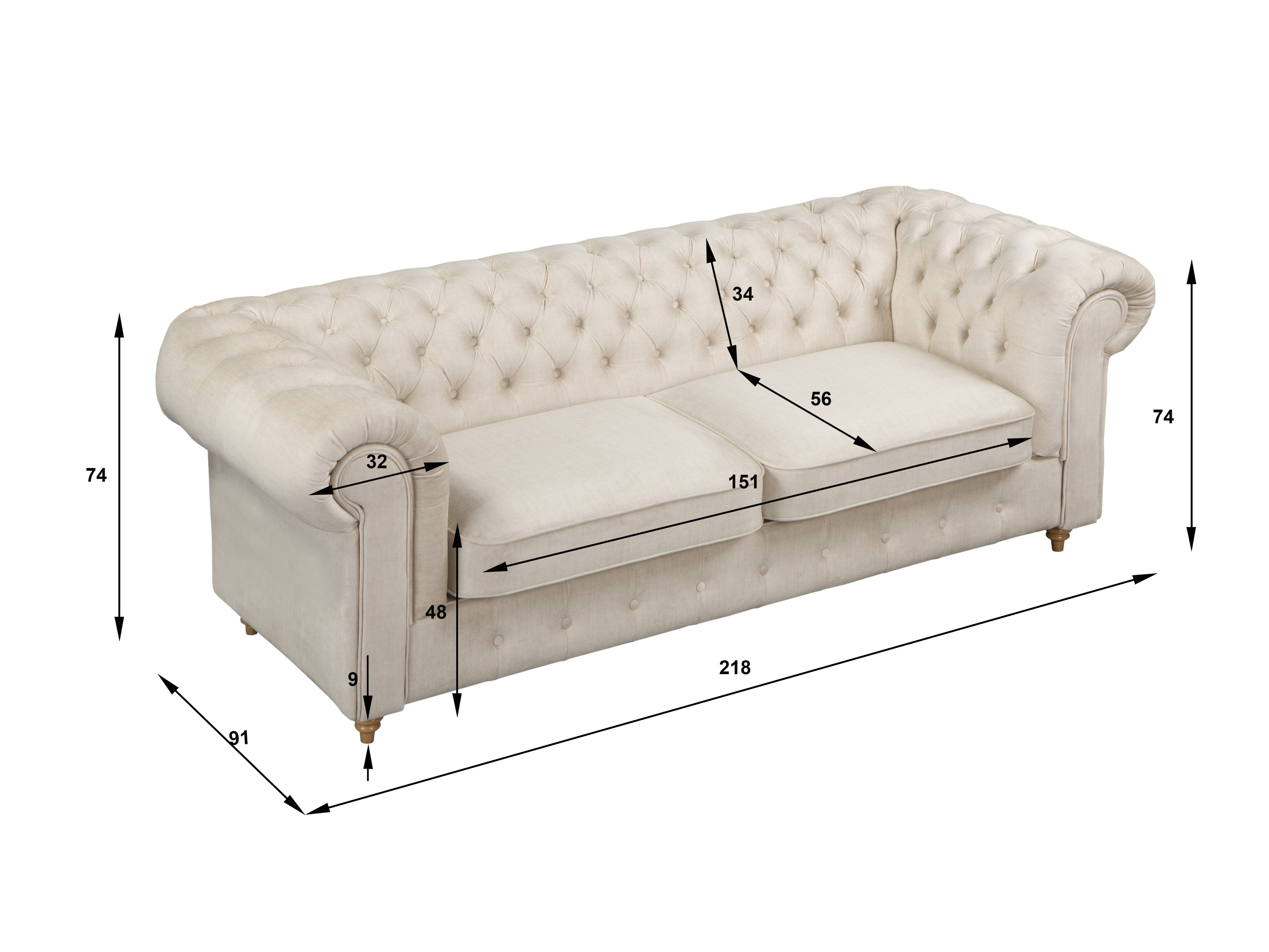Canapé Chesterfield Elitala 108 (Vogue 09)