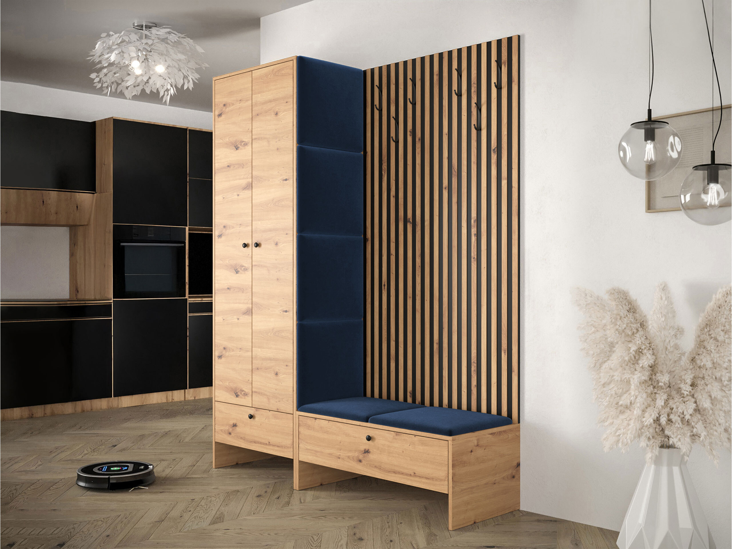 Meuble d'entrée Donio III (Chêne Artisan + Polo 891)
