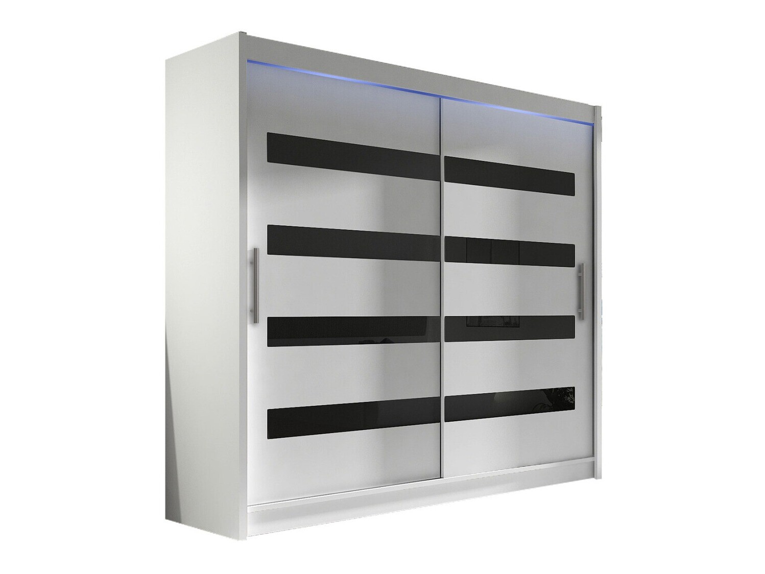 Armoire Closico Pallor XI (Blanc + Noir brillant)