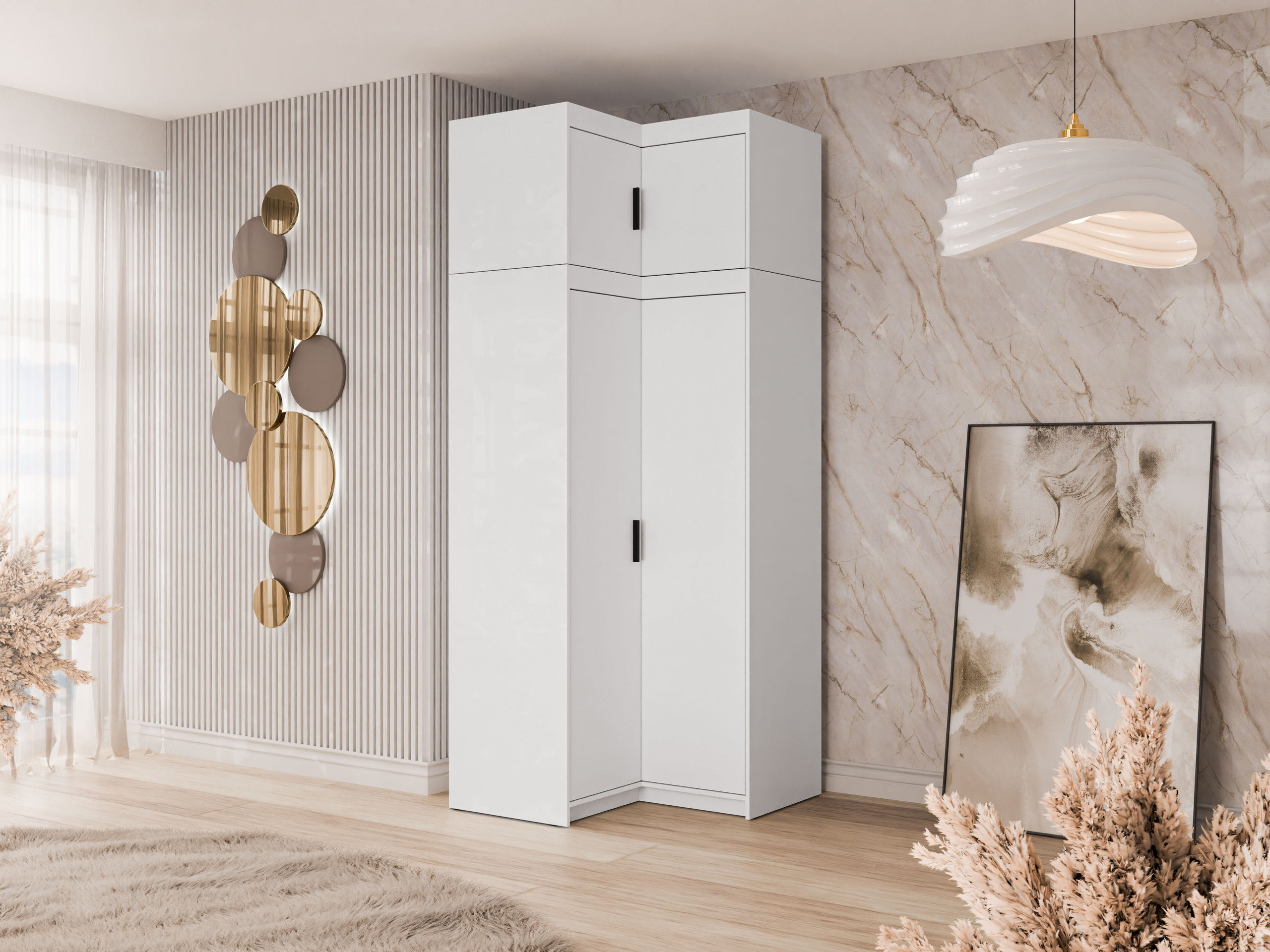 Armoire d'angle Novduni 118 (Blanc)