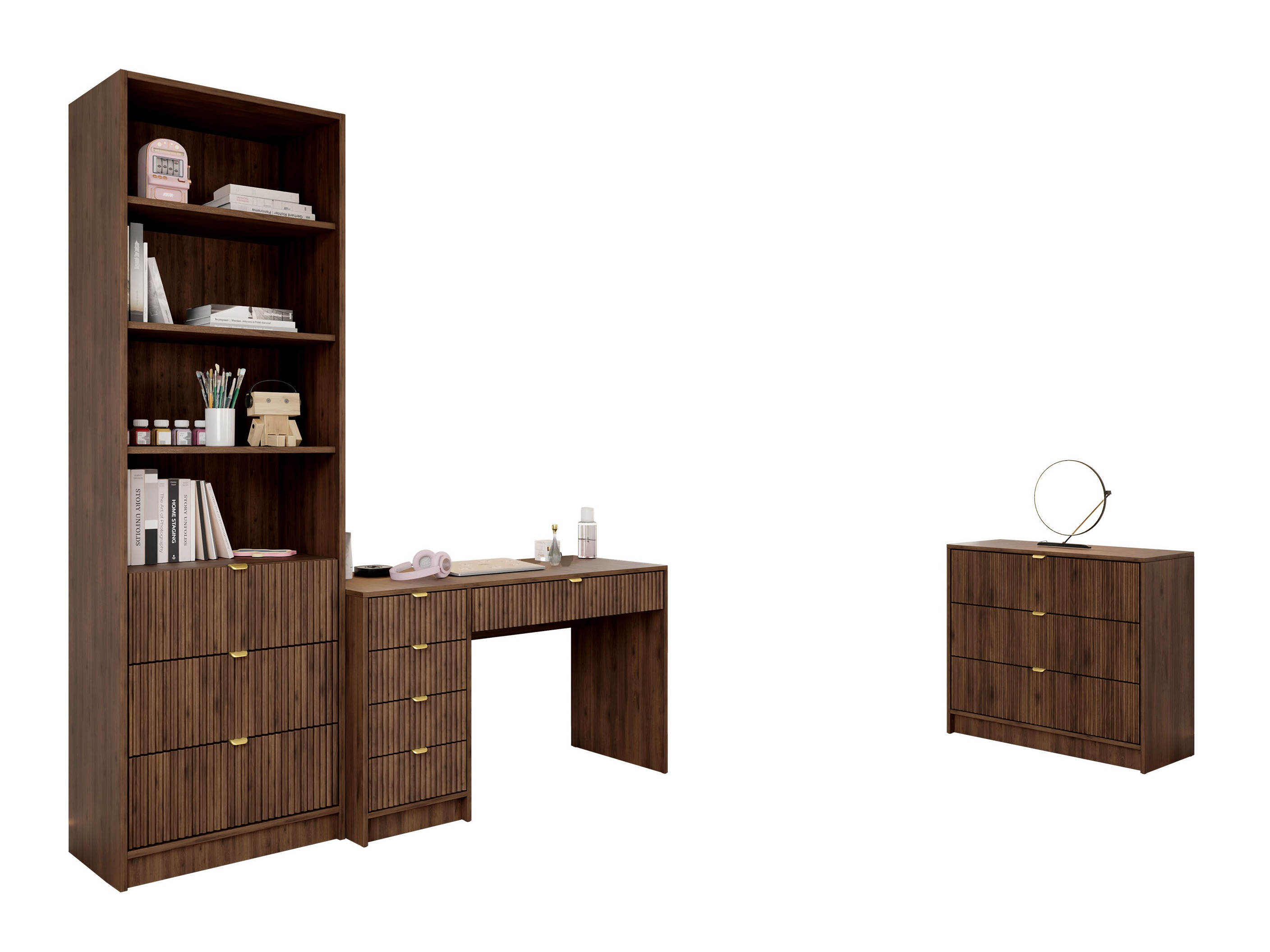 Ensemble de bureau à domicile Comfivo Papilio V (Noyer)