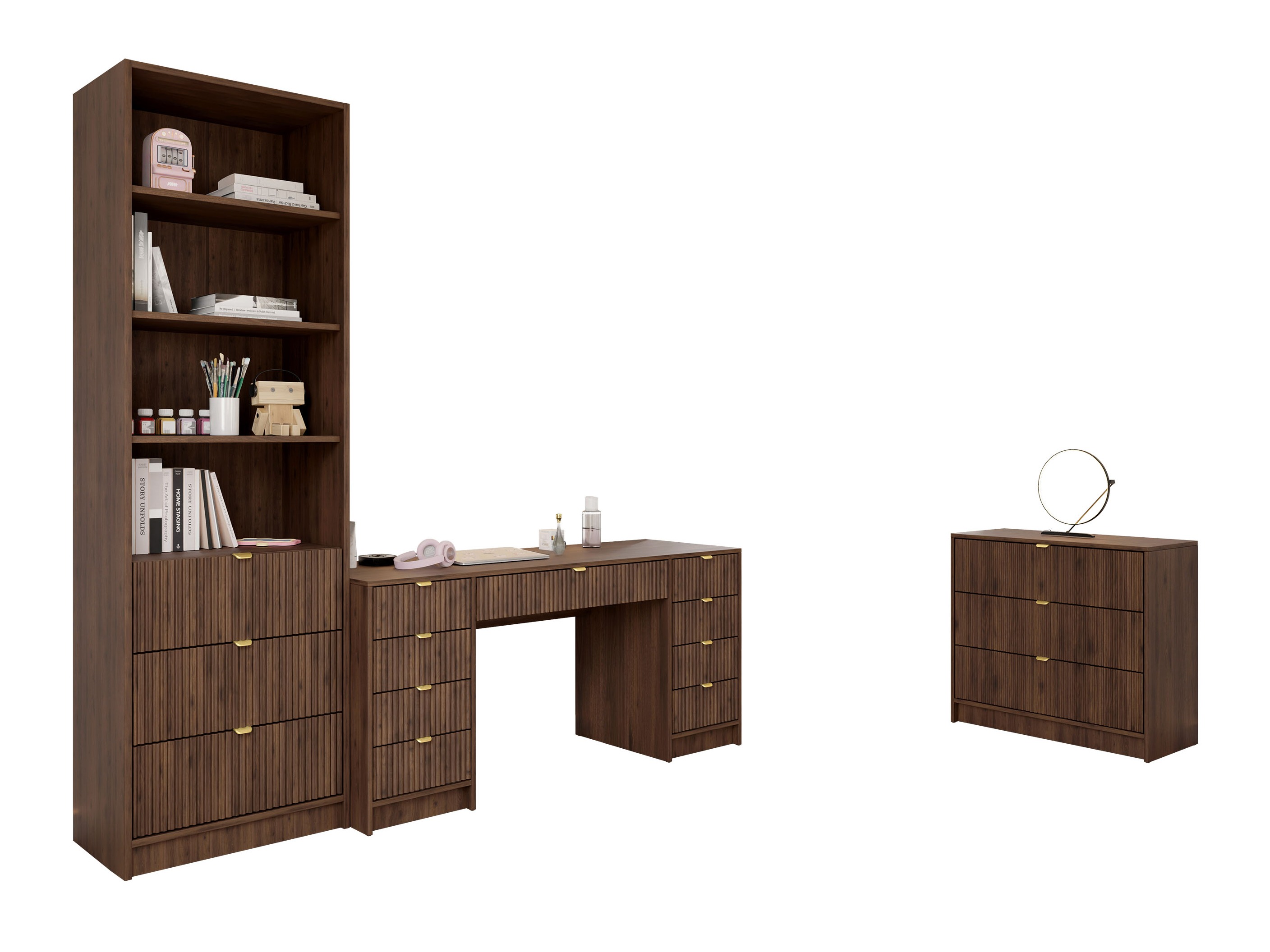 Ensemble de bureau à domicile Comfivo Papilio VI (Noyer)