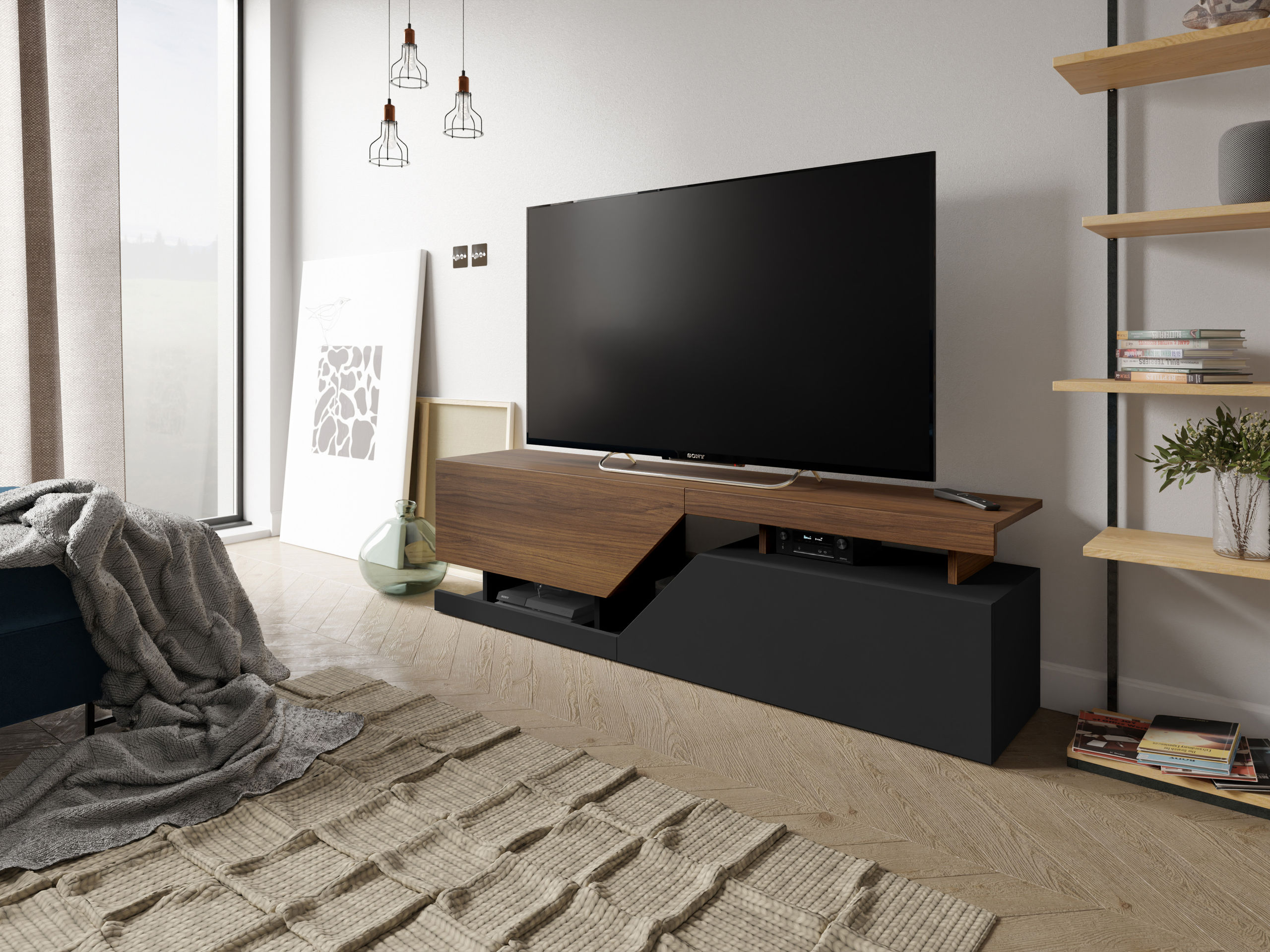 Meuble TV Comfivo Daldune (Noyer + Noir)