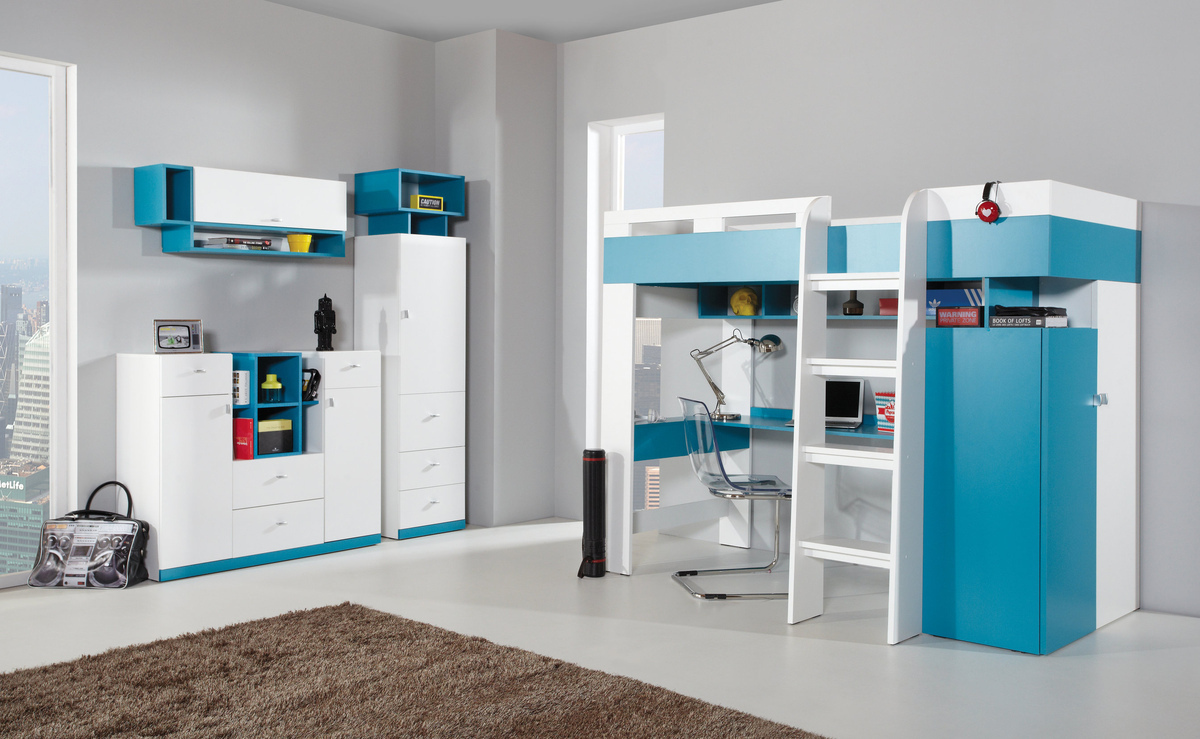 Commode Omaha E109 (Blanc + Turquoise)