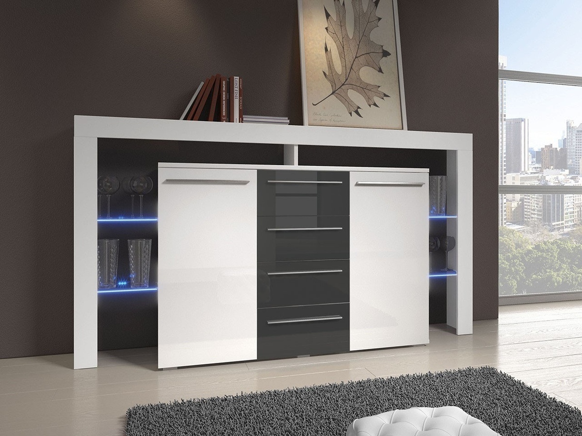 Commode Aestas (Blanc + Gris brillant)