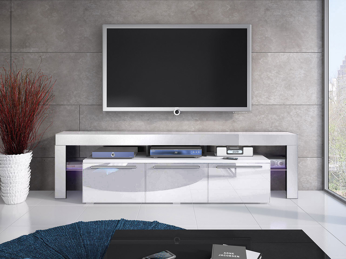 Meuble TV Arbor (Blanc + Blanc brillant)