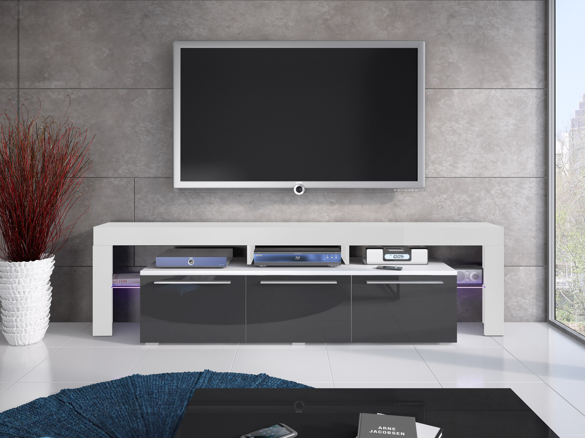 Meuble TV Arbor (Blanc + Gris brillant)